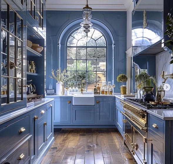 deep blue cabinets