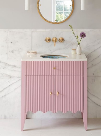 White marble top vanity