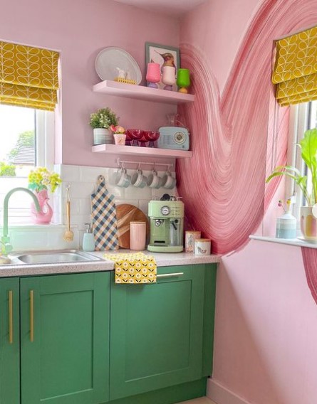 pink kitchen wallpaper